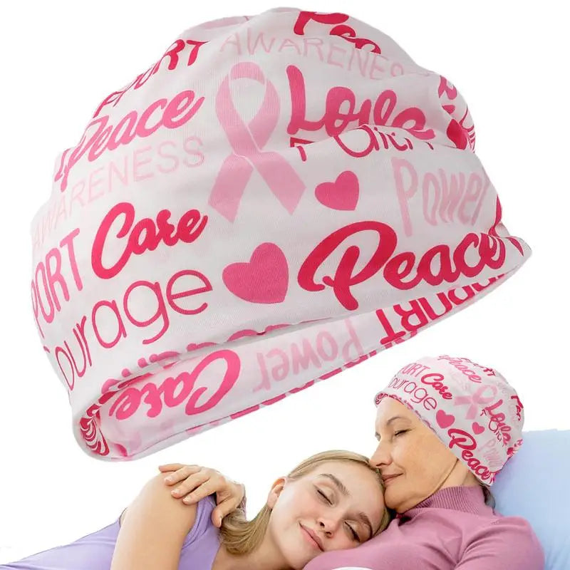 the COMFY CAP - Pink Breast Cancer Awareness Hats with Elastic Band and Pink Ribbon Pattern Casual Breathable Awareness Hat for Women