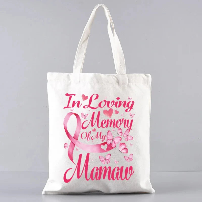 the TOTER - Pink Breast Cancer Awareness Printed Tote Women's Fashion
