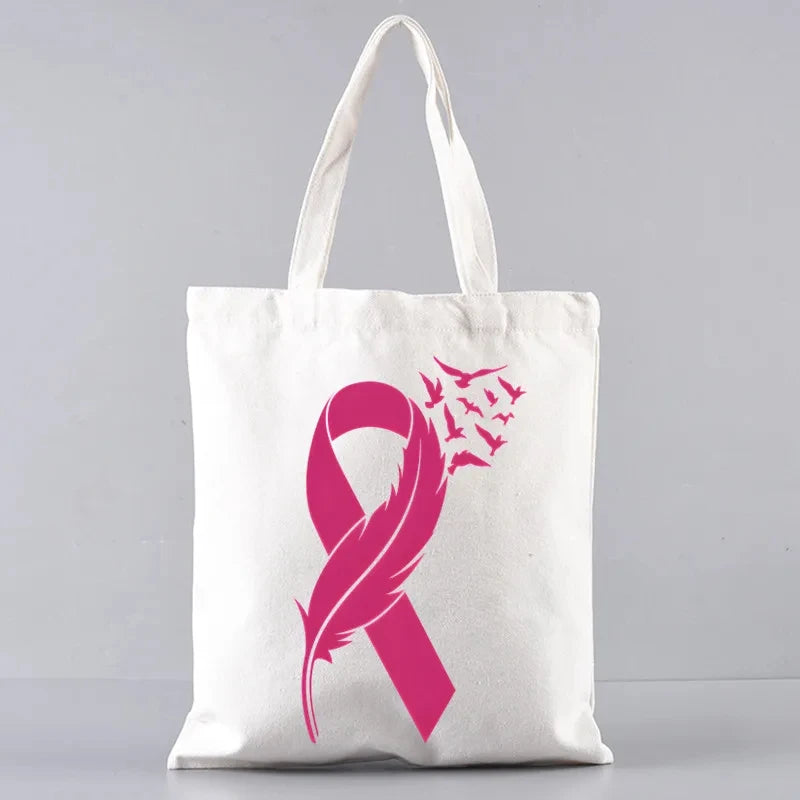 the TOTER - Pink Breast Cancer Awareness Printed Tote Women's Fashion
