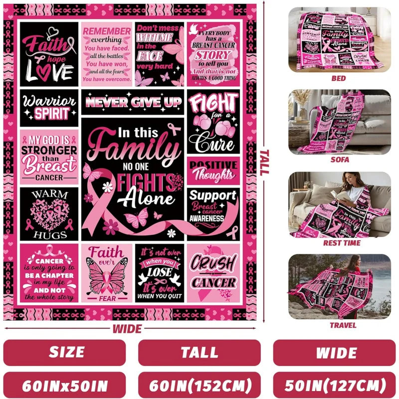 the PINK POWER - Cancer Breast Survivor Gift for Friend, Women's Post-Operative Blanket