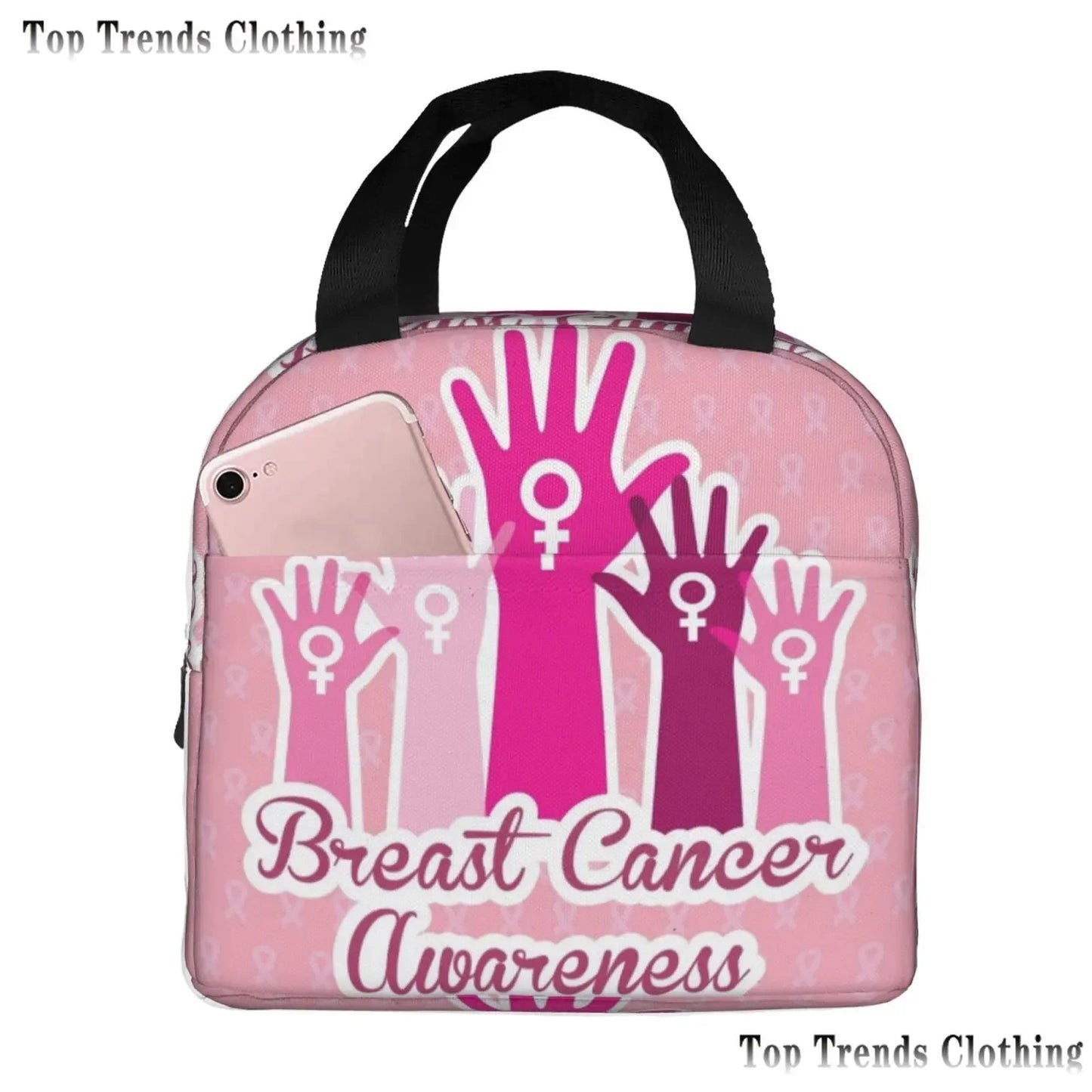 the BOOBIE BAG - Pink Ribbon Breast Cancer Awareness Flag Insulated Lunch Bag
