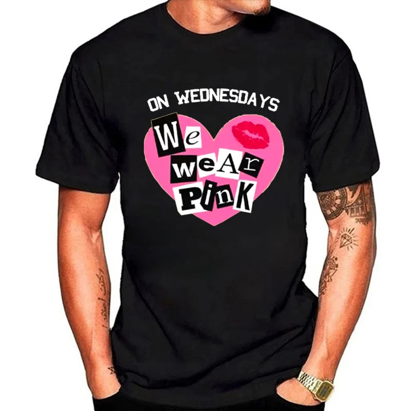 the PINK WEDNESDAYS - We Wear Pink Wednesday T-Shirts, Pink Wednesday T-Shirts, Breast Cancer Awareness Mean Girl Fashion Trends Hip Hop Rock Streetwear