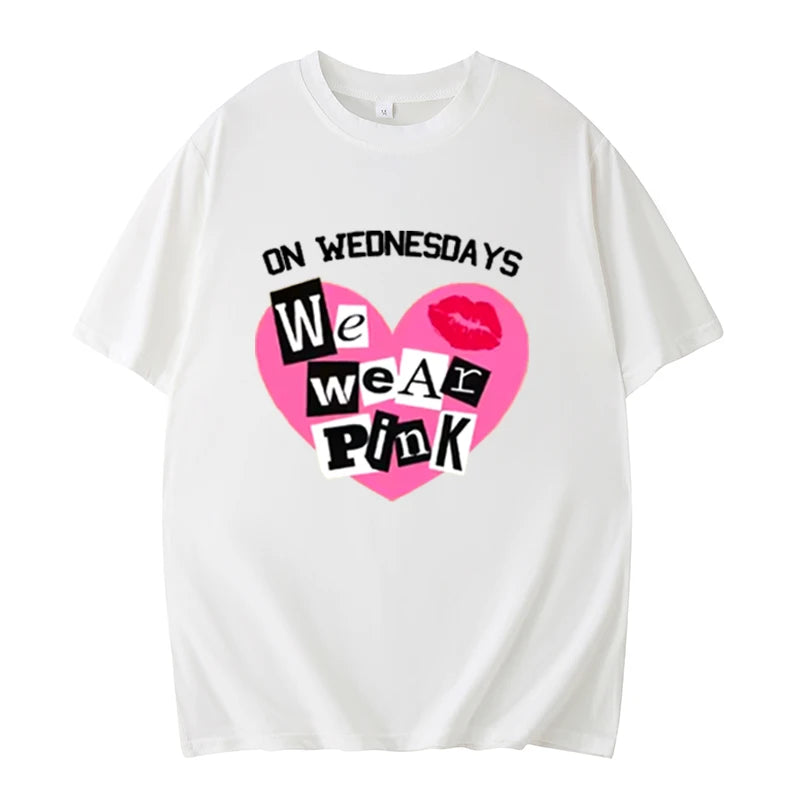 the PINK WEDNESDAYS - We Wear Pink Wednesday T-Shirts, Pink Wednesday T-Shirts, Breast Cancer Awareness Mean Girl Fashion Trends Hip Hop Rock Streetwear