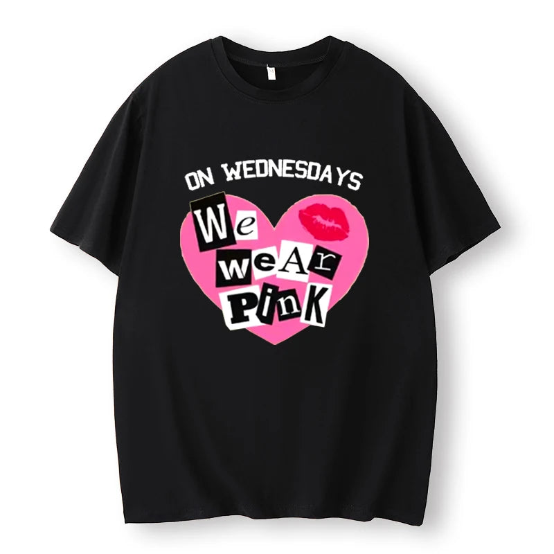 the PINK WEDNESDAYS - We Wear Pink Wednesday T-Shirts, Pink Wednesday T-Shirts, Breast Cancer Awareness Mean Girl Fashion Trends Hip Hop Rock Streetwear