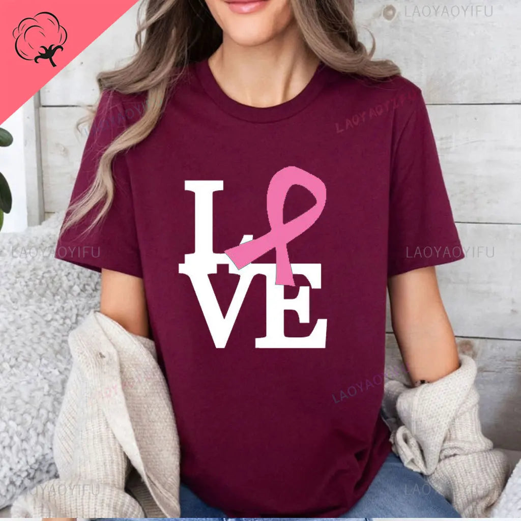 the OCTOBER COLLECTION - In October We Wear Pink Ghosts Cotton T-Shirt Breast Cancer Awareness Halloween T-Shirt Breast Cancer Support Tee