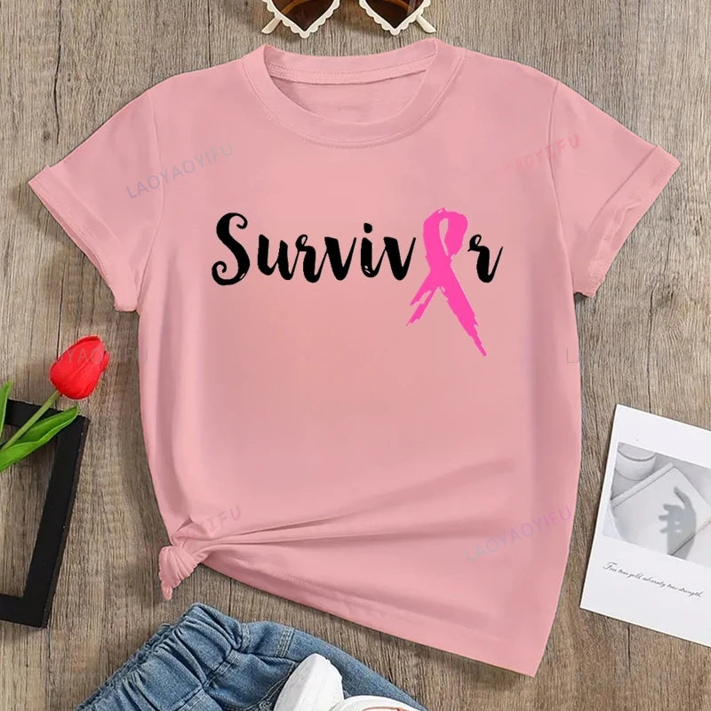 the SURVIVOR - Breast Cancer Awareness Printed T-Shirt Spring/Summer Casual Loose Tops