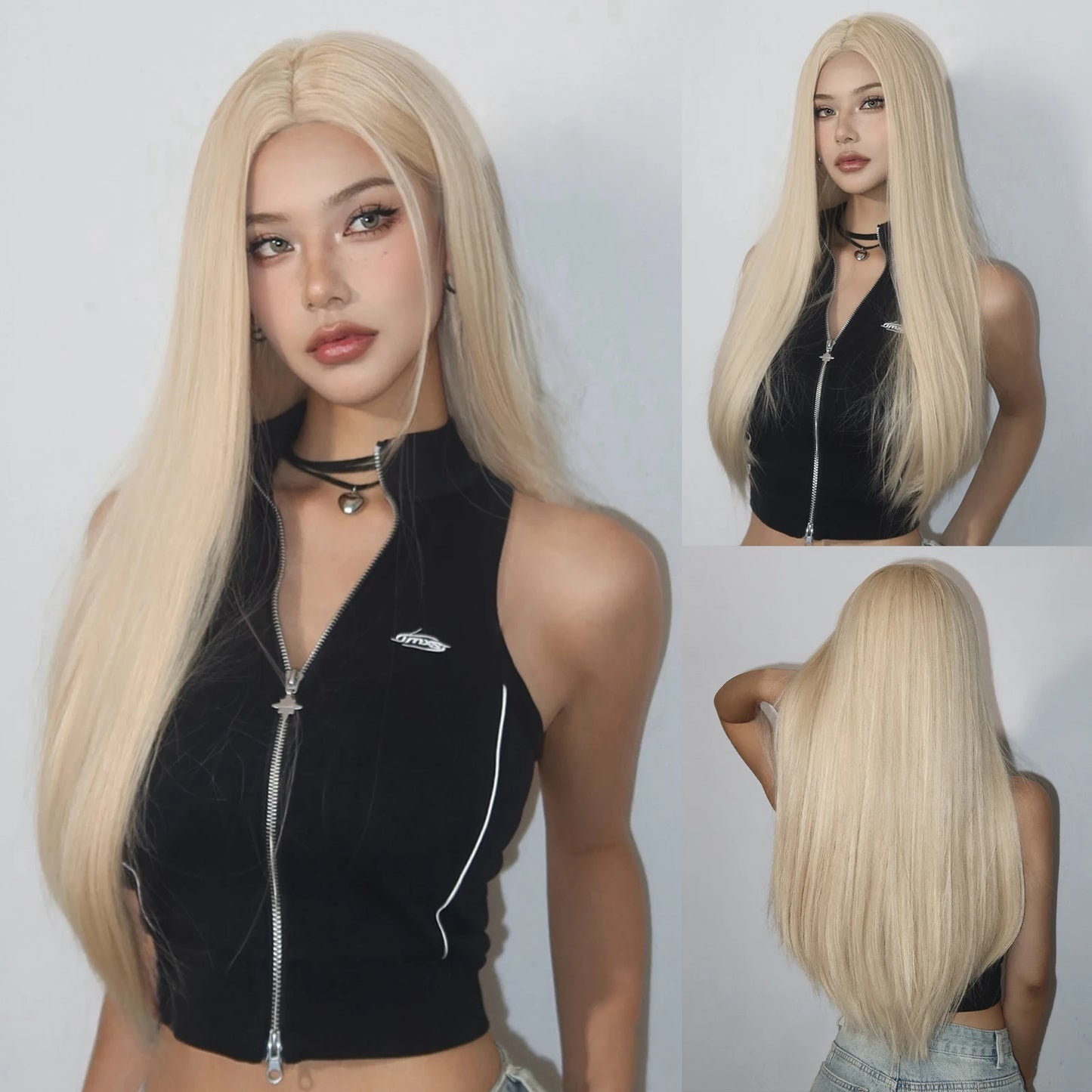 the ANNIE - Copper Ginger Brown Long Straight Wig, Synthetic Women's Wigs Middle Part Cosplay Daily Use Natural Hair Heat Resistant Fibre