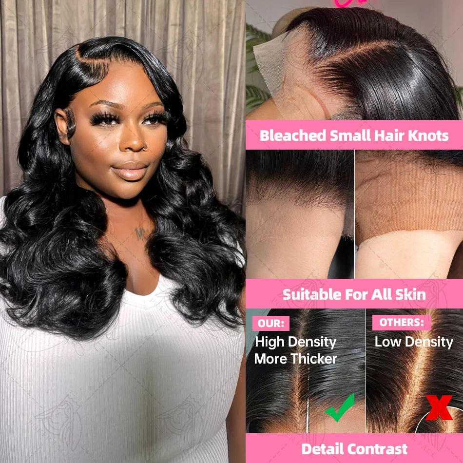 the BODY WAVE - Brazilian Body Wave Short Bob 13x4 13x6 HD Transparent Lace Front Human Hair Wigs, 5x5 High Density Pre-Plucked Lace Frontal Wig