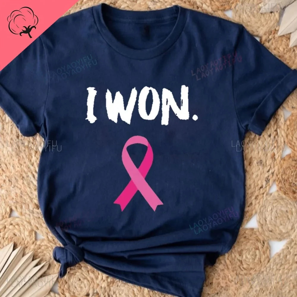 the I WON - Cancer Awareness Breast Cancer Pink Ribbon Shirt I Won T-Shirt