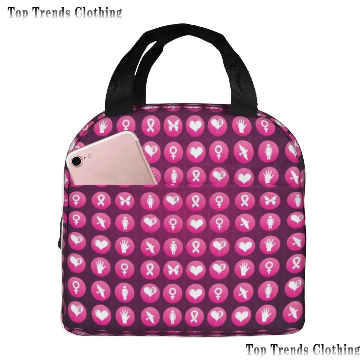 the BOOBIE BAG - Pink Ribbon Breast Cancer Awareness Flag Insulated Lunch Bag
