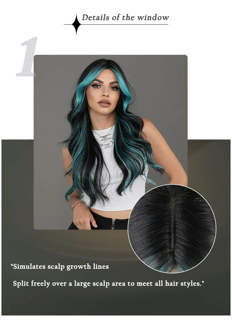 the X-WOMAN ROGUE - Layered Wig Synthetic Light Blue Wig for Women, Cosplay Resistant Fiber Highlight Blue Wavy Wigs with Fluffy Bangs
