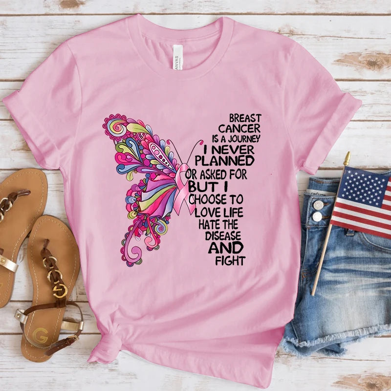 the INSPIRATIONAL BUTTERFLY - Breast Cancer Awareness Butterfly T-Shirts