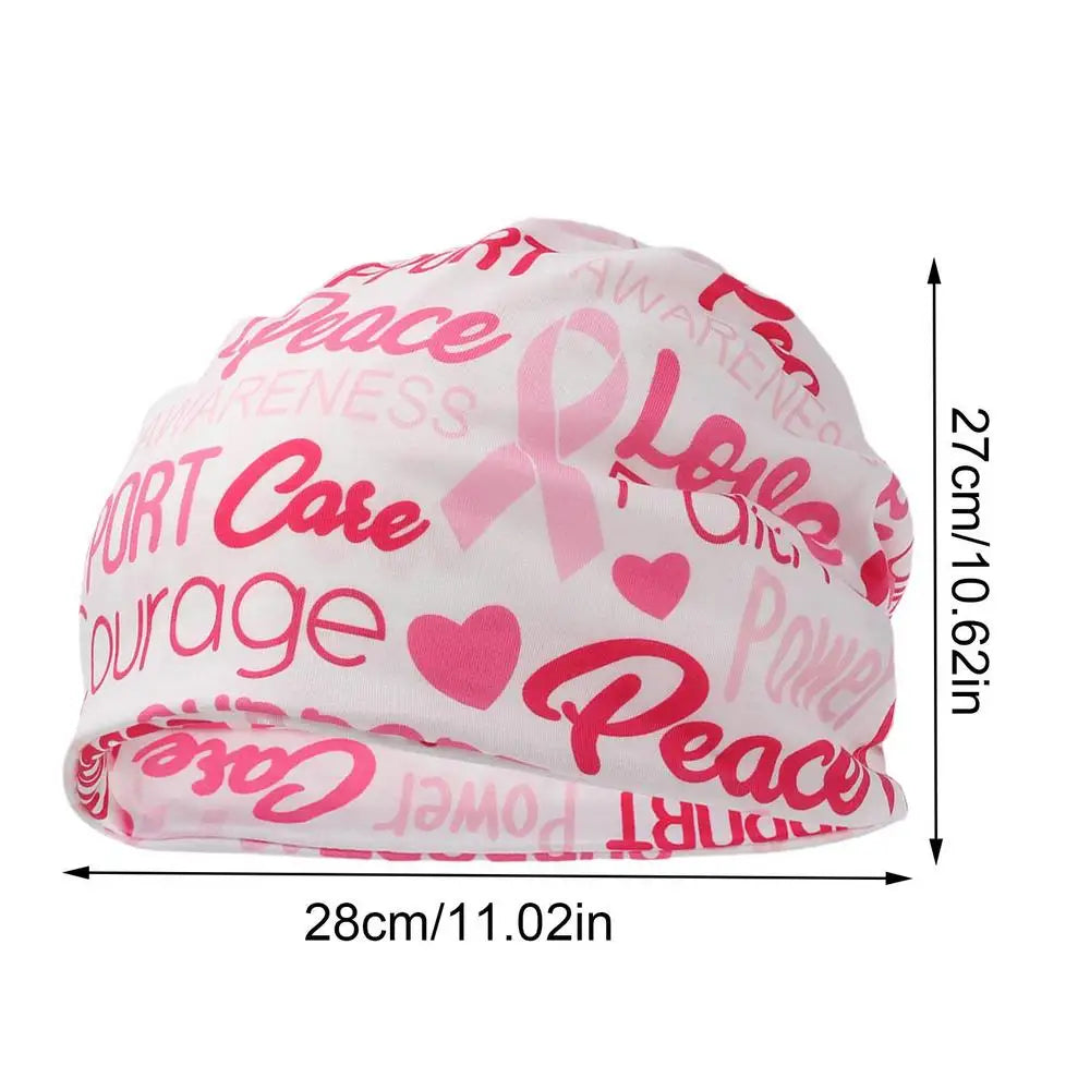 the COMFY CAP - Pink Breast Cancer Awareness Hats with Elastic Band and Pink Ribbon Pattern Casual Breathable Awareness Hat for Women