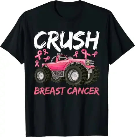the CRUSH BREAST CANCER - Breast Cancer Awareness Car Lover Graphic T-Shirts