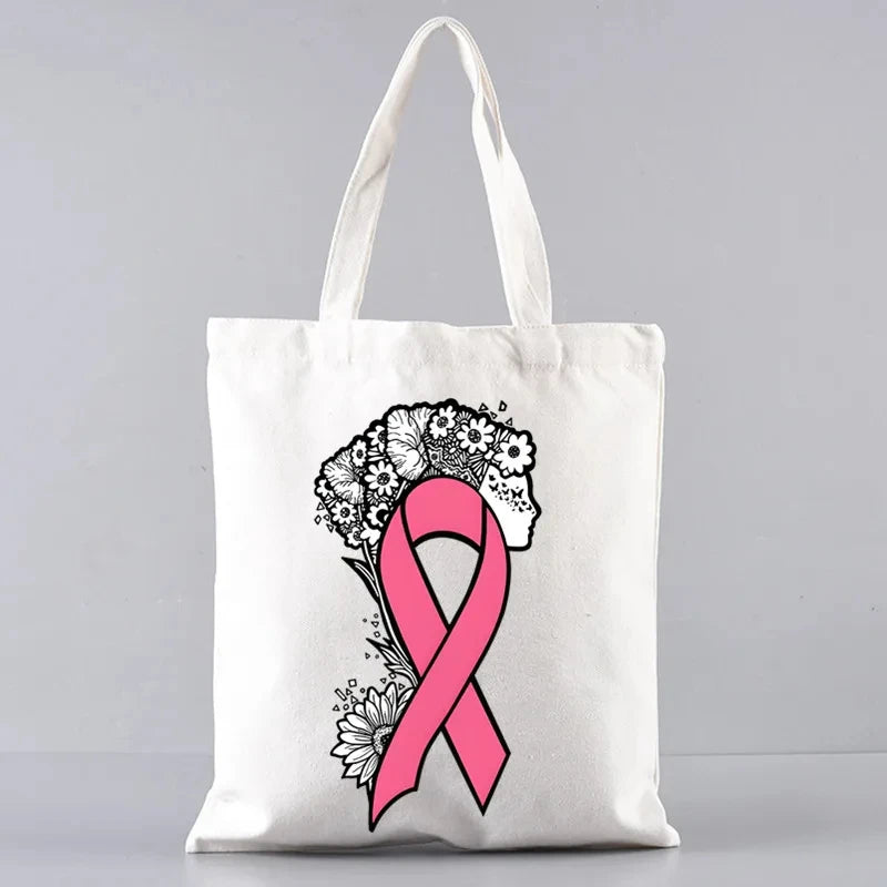 the TOTER - Pink Breast Cancer Awareness Printed Tote Women's Fashion