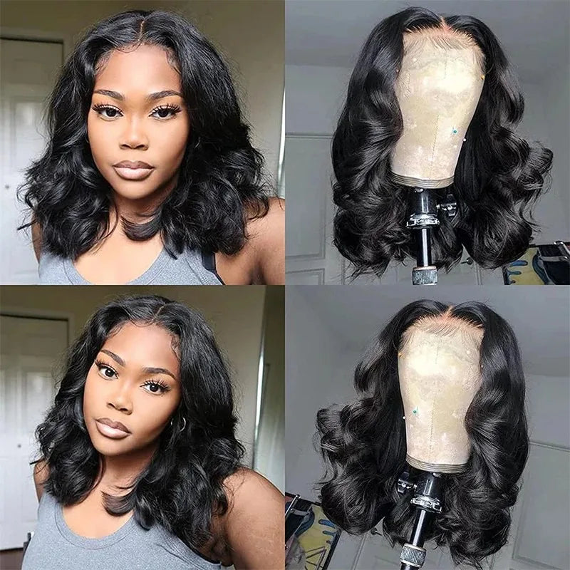 the ROSALINA - 200 Density Curly Bob 13x6 HD Transparent Body Wave Lace Frontal Wig, 100 Humano 13x4 Lace Front Wig For Women