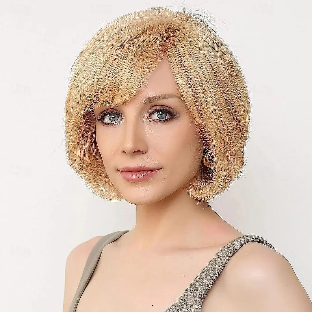 the MEGHAN - Synthetic Hair Short Layered Straight Blonde Wig for Women
