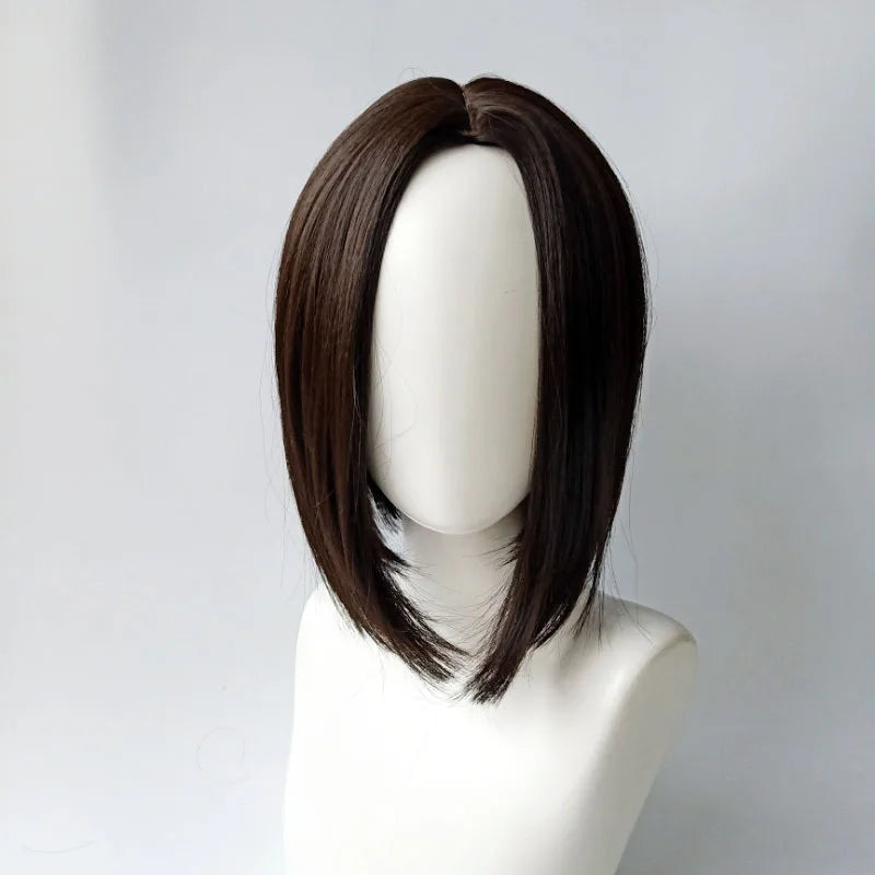 the JACQUELINE - Synthetic Fiber Fashion Wig, Female Shoulder Length Trim Face Short Straight Hair High Temperature Silk Full Head Cover