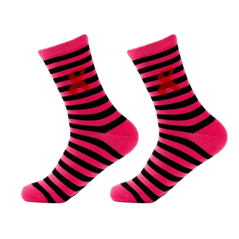 the RIBBON SOCKS - Breast Cancers Awareness Crew Socks