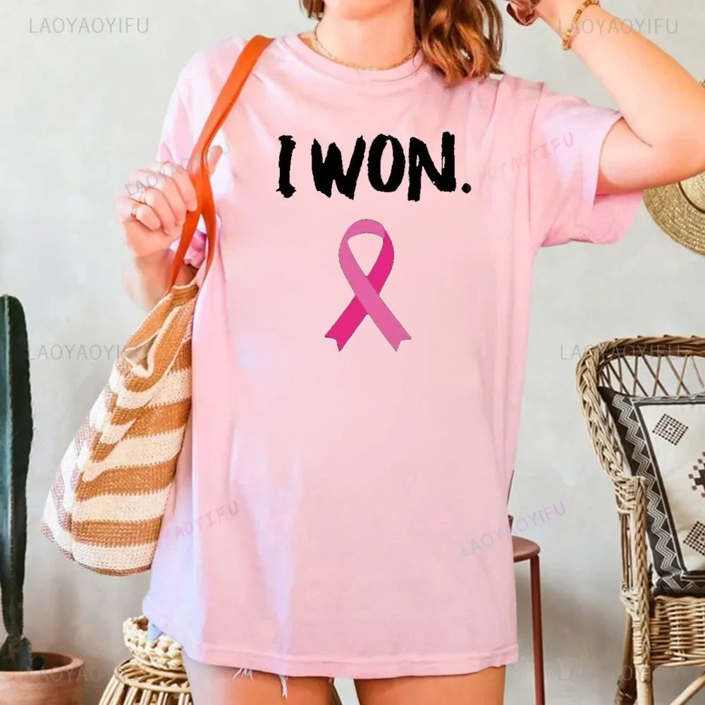 the I WON - Cancer Awareness Breast Cancer Pink Ribbon Shirt I Won T-Shirt