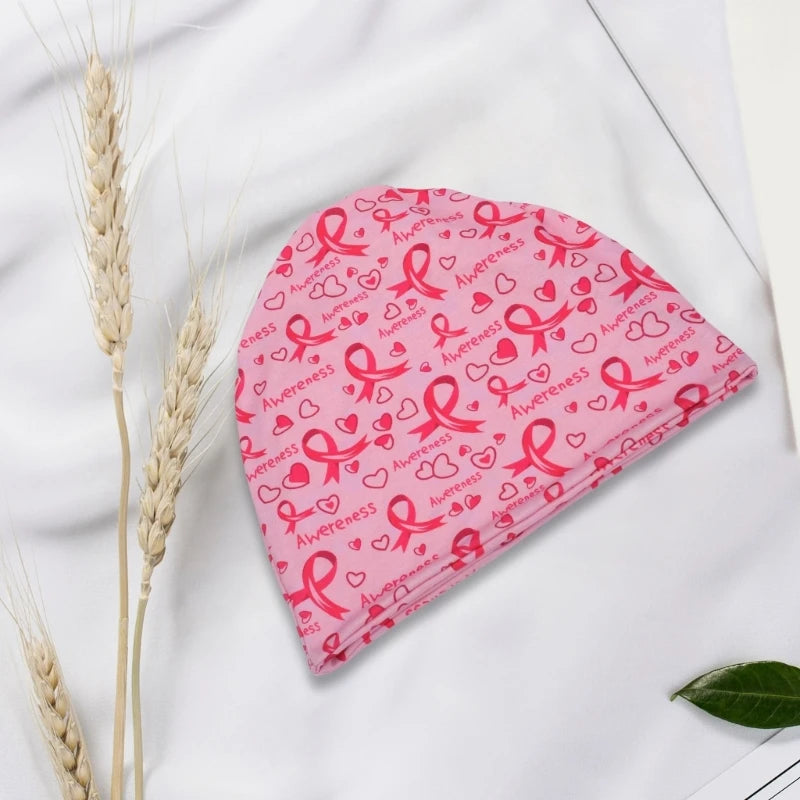 the HEADWRAP - Printed Soft Headwrap Caps for Breast Cancers Support Stylish Warm Headwear Breast Cancers Awareness Hat for Women