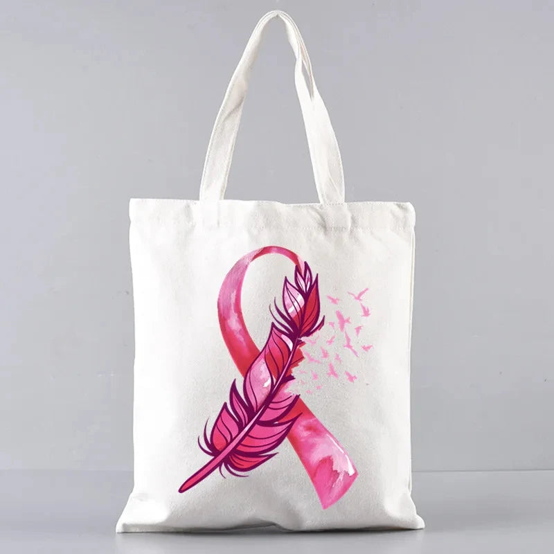 the TOTER - Pink Breast Cancer Awareness Printed Tote Women's Fashion