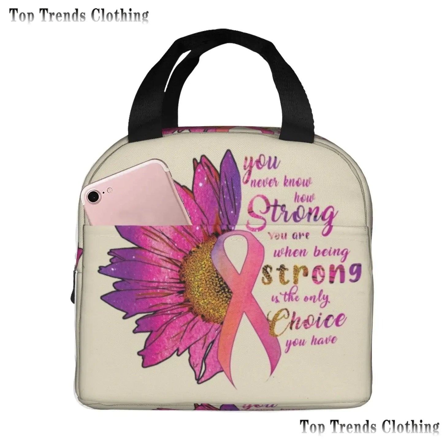 the BOOBIE BAG - Pink Ribbon Breast Cancer Awareness Flag Insulated Lunch Bag