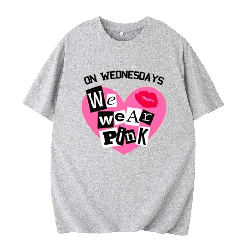 the PINK WEDNESDAYS - We Wear Pink Wednesday T-Shirts, Pink Wednesday T-Shirts, Breast Cancer Awareness Mean Girl Fashion Trends Hip Hop Rock Streetwear