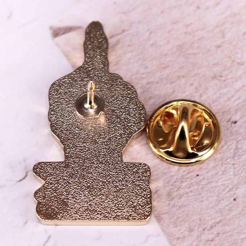 the FU FINGER - Cancer Awareness Ribbon Badge, Mental Health Enamel Pin, Skull Hand Brooch Fashion Creative Jewelry Accessory