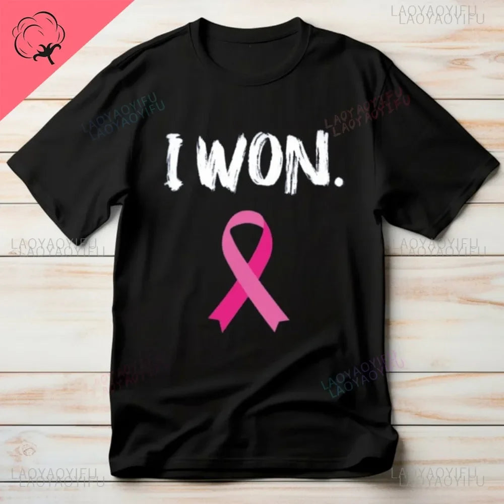 the I WON - Cancer Awareness Breast Cancer Pink Ribbon Shirt I Won T-Shirt