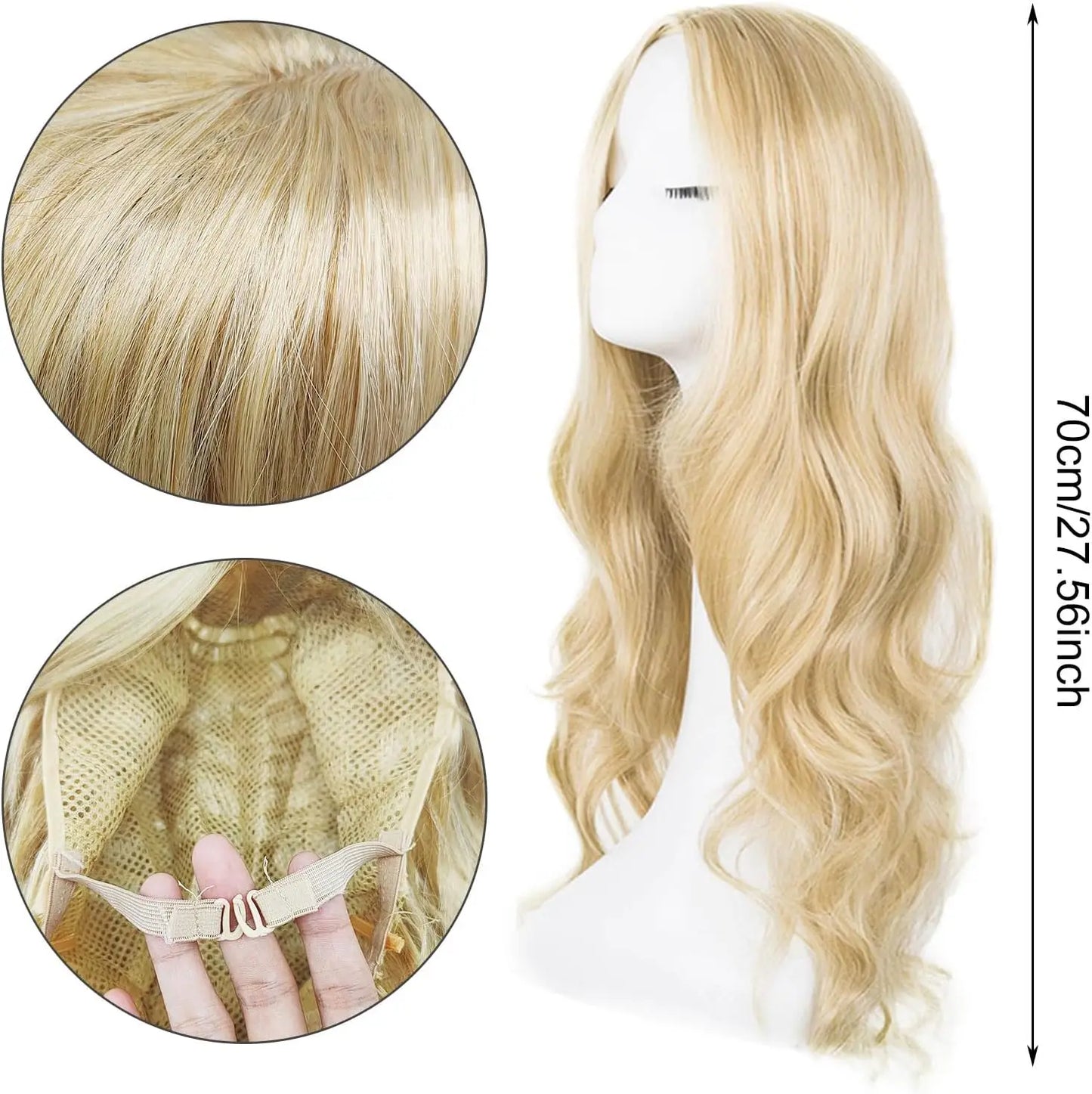 the BARBIE - Women's Synthetic Black Blonde Long Curly Wig, 27-Inch-Long Curly Wig, Women's Fancy Dress Wig, Glamorous Synthetic Hair Wig