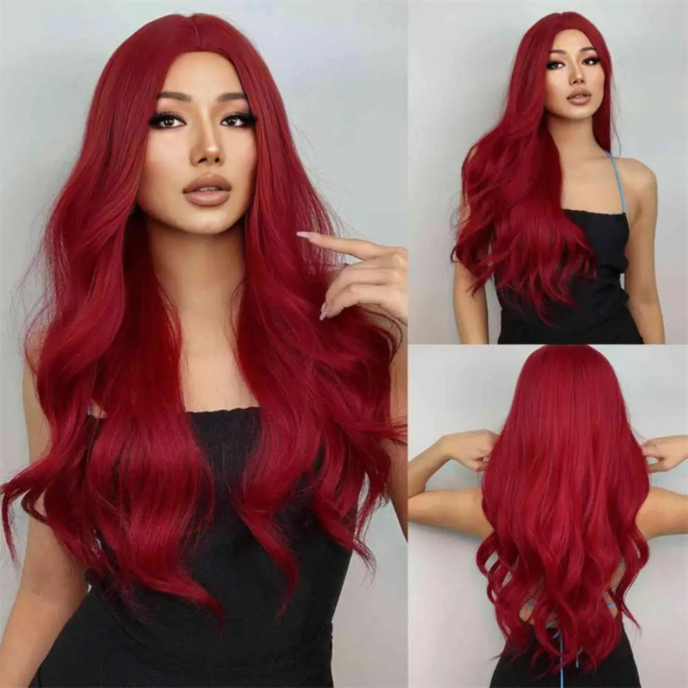 the HOT GIRL CLUB - Long Straight Synthetic Wigs, Air Bangs Natural Heat-Resistant Hair, Women Daily Halloween/Cosplay Party Full Head Cover