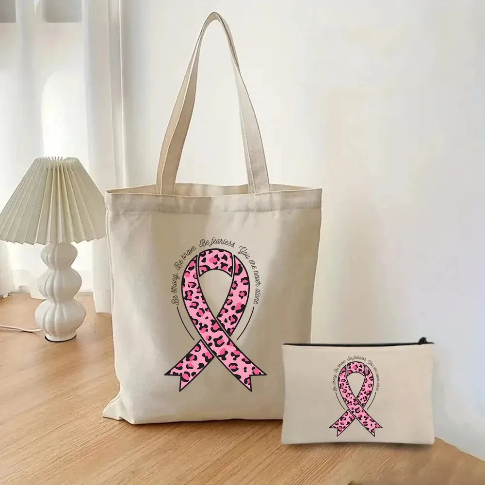 the TOTER - Pink Breast Cancer Awareness Printed Tote Women's Fashion