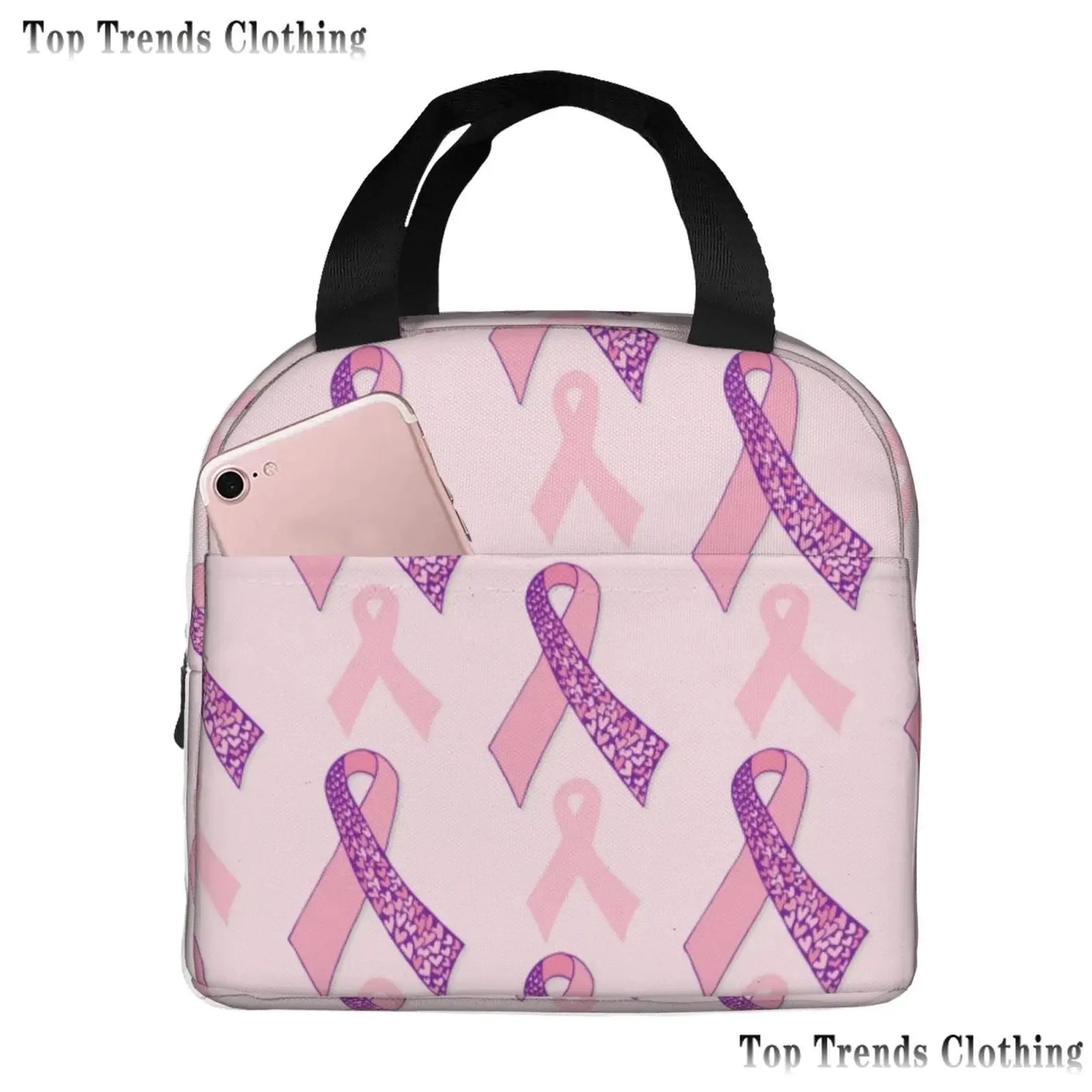 the BOOBIE BAG - Pink Ribbon Breast Cancer Awareness Flag Insulated Lunch Bag