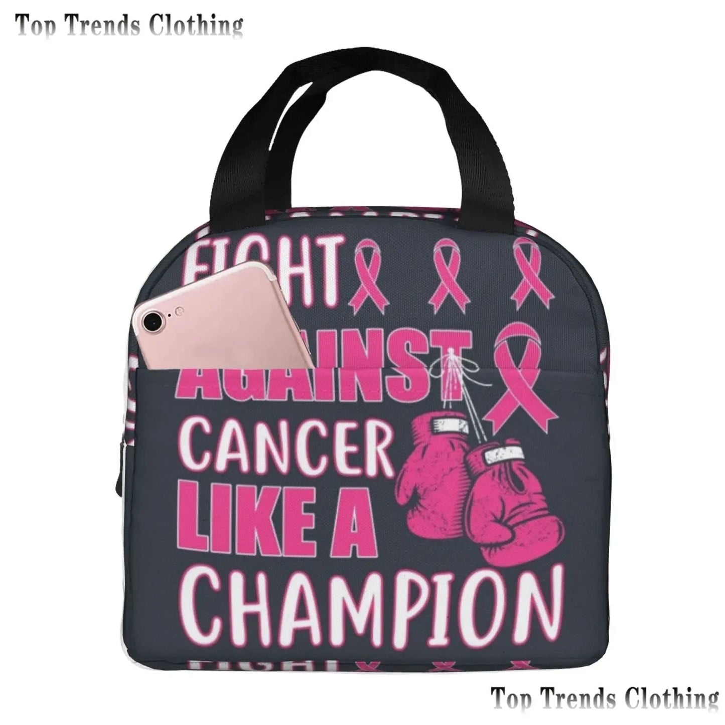 the BOOBIE BAG - Pink Ribbon Breast Cancer Awareness Flag Insulated Lunch Bag