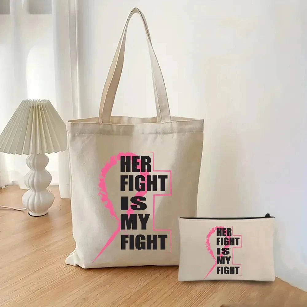 the TOTER - Pink Breast Cancer Awareness Printed Tote Women's Fashion
