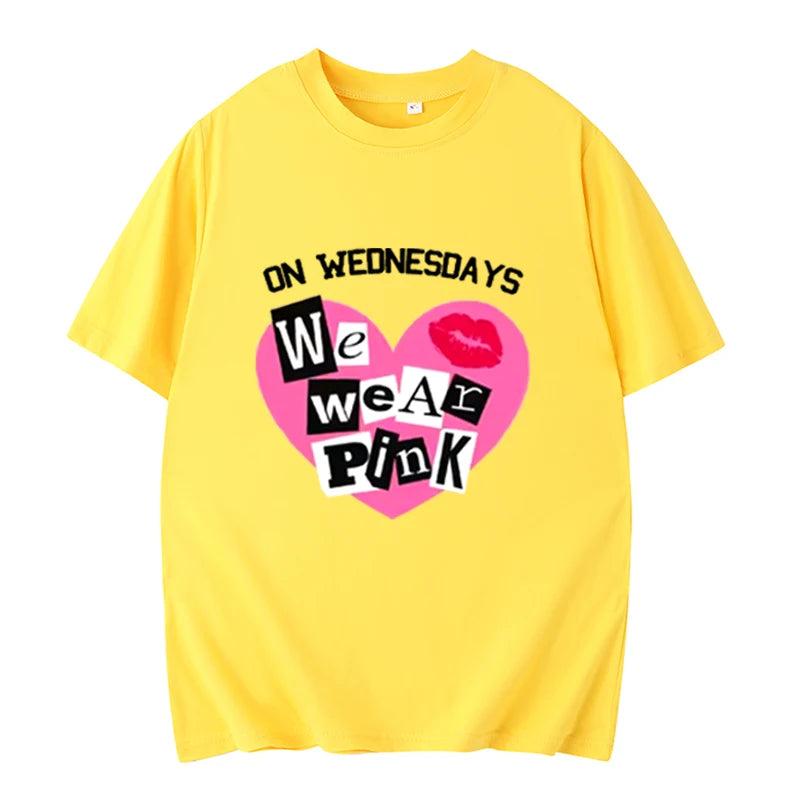 the PINK WEDNESDAYS - We Wear Pink Wednesday T-Shirts, Pink Wednesday T-Shirts, Breast Cancer Awareness Mean Girl Fashion Trends Hip Hop Rock Streetwear