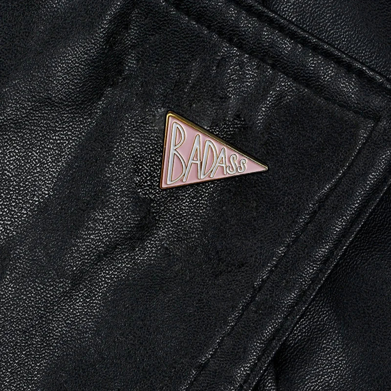 Pink Badass Hard Enamel Pin  Feminist Gift