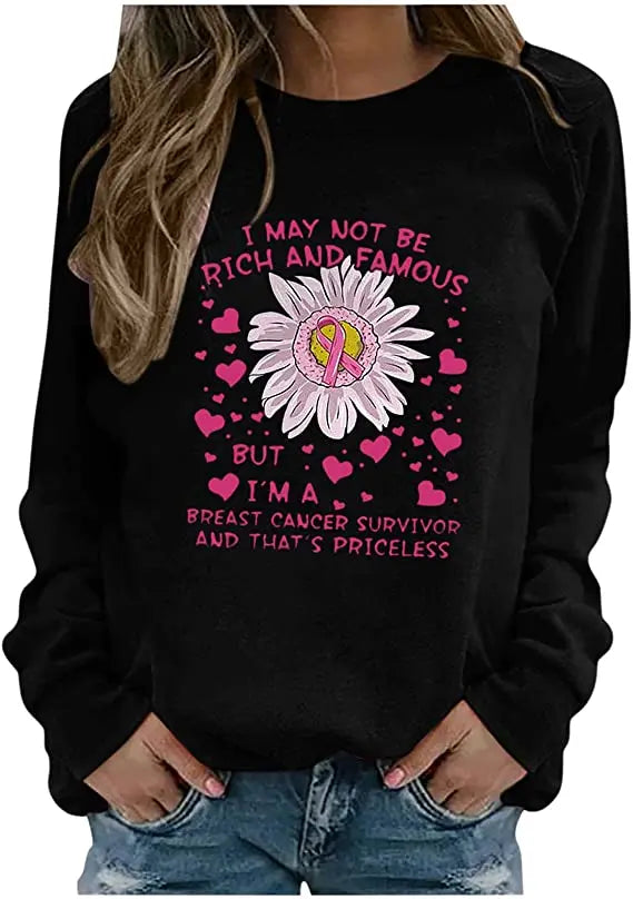Pink Ribbon Breast Cancer Awareness Long Sleeve Breast Cancer Awareness Shirts for Women Wear Month T-Shirt In October