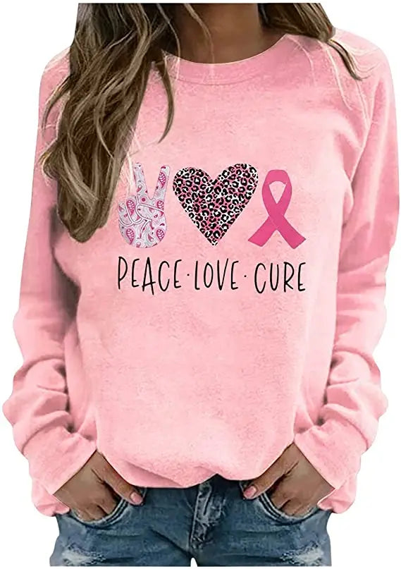 Pink Ribbon Breast Cancer Awareness Long Sleeve Breast Cancer Awareness Shirts for Women Wear Month T-Shirt In October