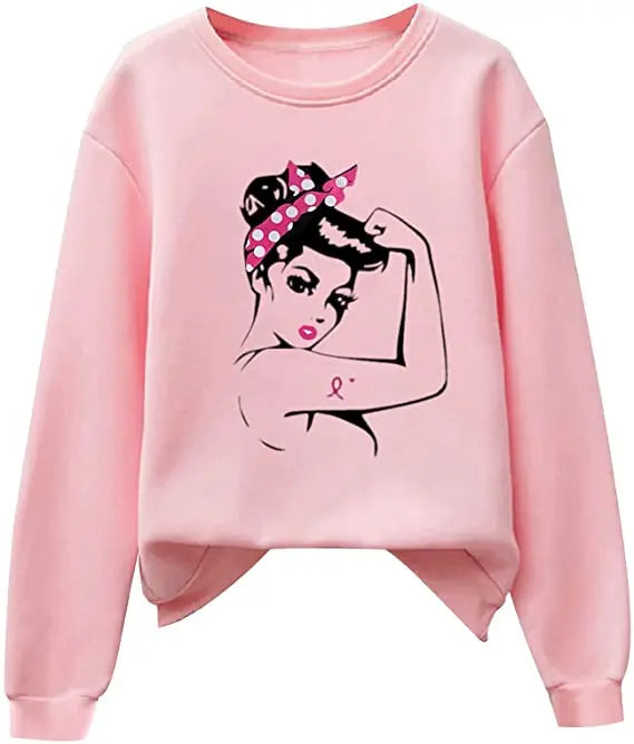 Pink Ribbon Breast Cancer Awareness Long Sleeve Breast Cancer Awareness Shirts for Women Wear Month T-Shirt In October
