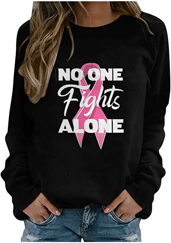 Pink Ribbon Breast Cancer Awareness Long Sleeve Breast Cancer Awareness Shirts for Women Wear Month T-Shirt In October