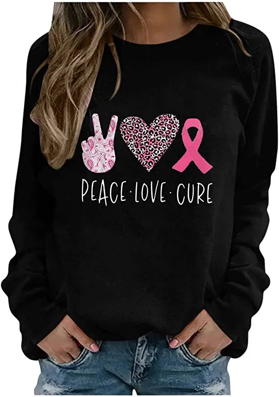 Pink Ribbon Breast Cancer Awareness Long Sleeve Breast Cancer Awareness Shirts for Women Wear Month T-Shirt In October