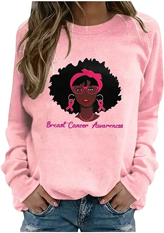Pink Ribbon Breast Cancer Awareness Long Sleeve Breast Cancer Awareness Shirts for Women Wear Month T-Shirt In October