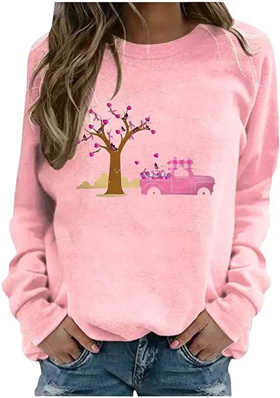Pink Ribbon Breast Cancer Awareness Long Sleeve Breast Cancer Awareness Shirts for Women Wear Month T-Shirt In October