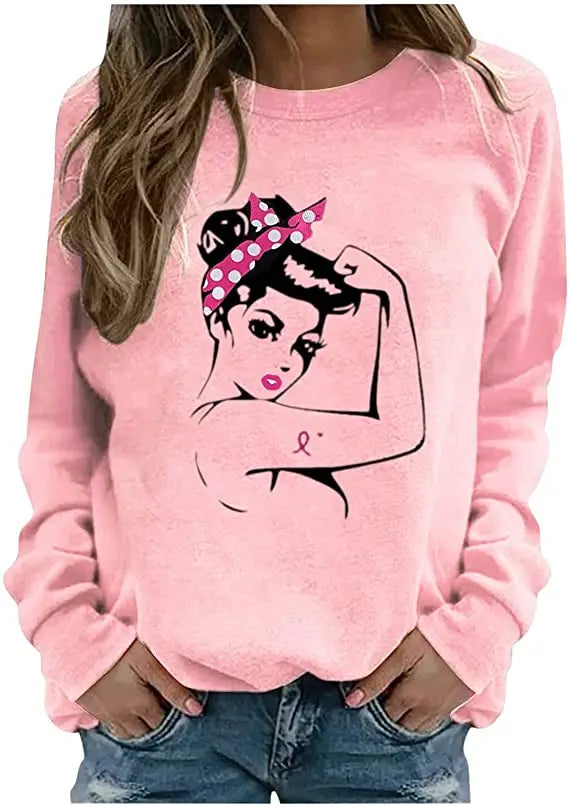 Pink Ribbon Breast Cancer Awareness Long Sleeve Breast Cancer Awareness Shirts for Women Wear Month T-Shirt In October