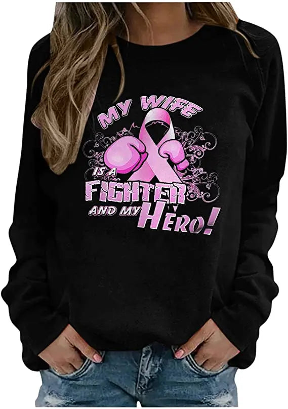 Pink Ribbon Breast Cancer Awareness Long Sleeve Breast Cancer Awareness Shirts for Women Wear Month T-Shirt In October