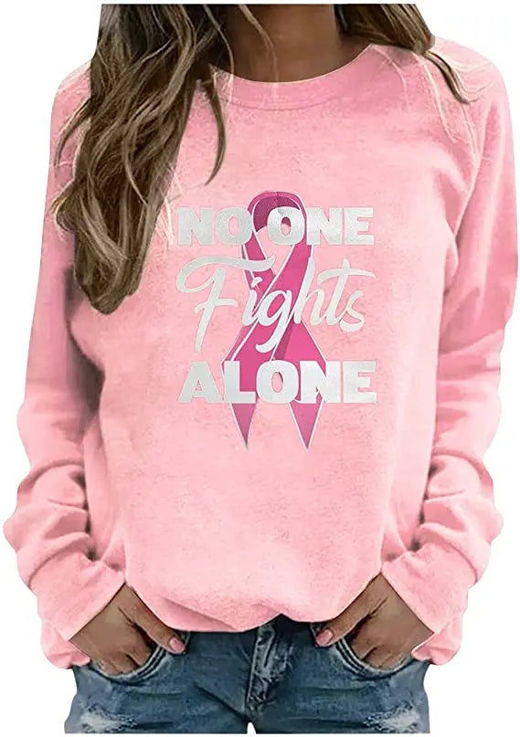 Pink Ribbon Breast Cancer Awareness Long Sleeve Breast Cancer Awareness Shirts for Women Wear Month T-Shirt In October