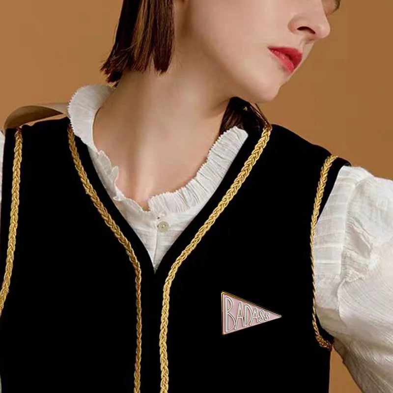 Pink Badass Hard Enamel Pin  Feminist Gift