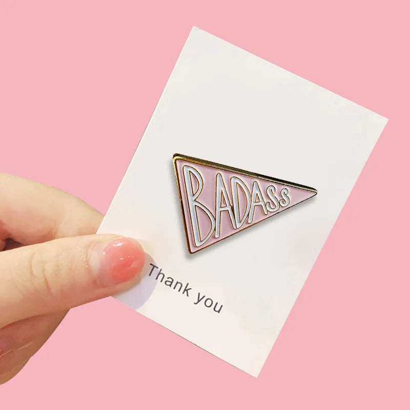 Pink Badass Hard Enamel Pin  Feminist Gift